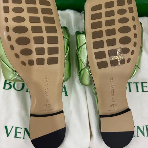 Bottega venetta metallic green flat sandals size 38.5 - Picture 4 of 7